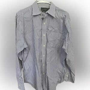 Lauren Ralph Lauren Blue and White Pinstripe Dress Shirt